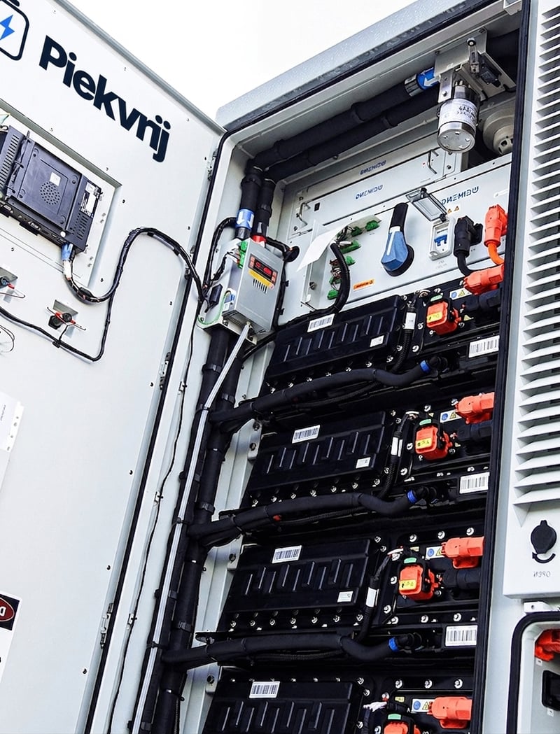 Technische ruimte met energiemanagementsysteem en schakelkasten